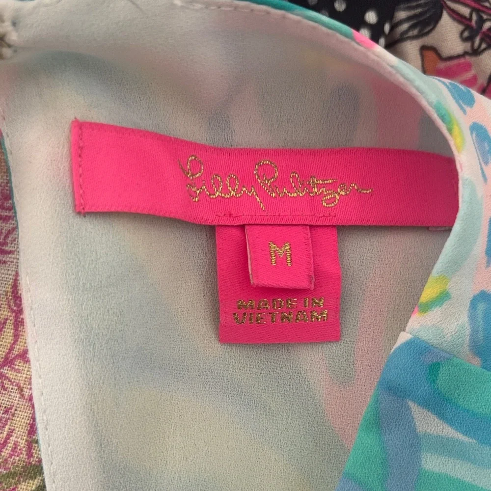 Lilly Pulitzer Tropical Print Tank Top in Aqua, Pink, Green - Picture 4 of 5